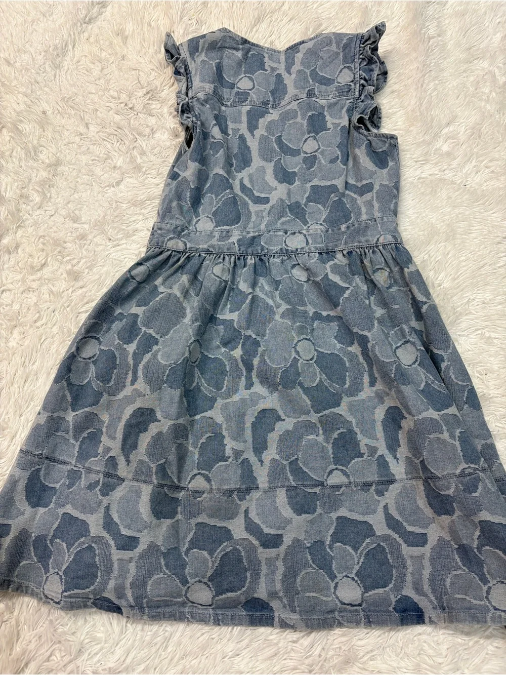 Kate Spade Abstract Peony Denim Floral Fit and Flare Dress